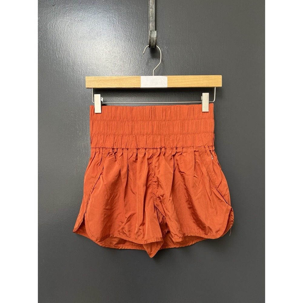 Free People Movement Shorts Womens Sz M Orange The Way Home High Rise Lined FP